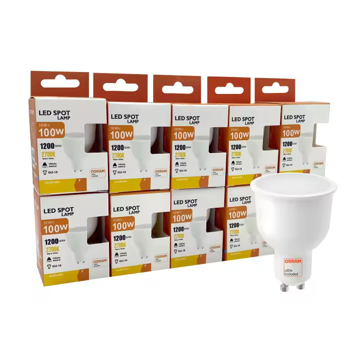 Bombillas Dicroicas LED - 10W - GU10 -110º -1 200Lm - OSRAM CHIP DURIS E 2835  - Pack x10 unidades - 1