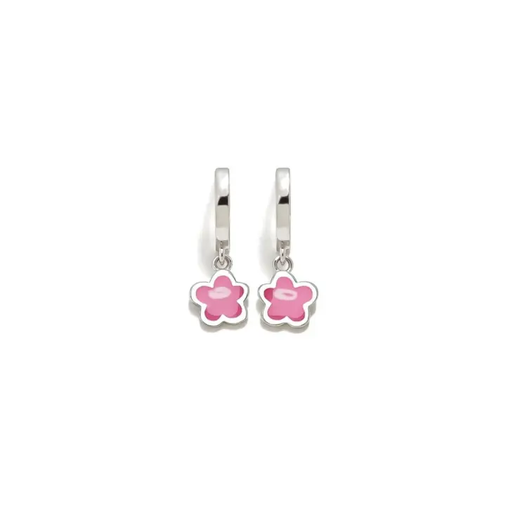 Pendientes Criollas Agatha Ruiz de la Prada Plata Ley 925m niña AQUA 20 mm. forma flor rosa - 1