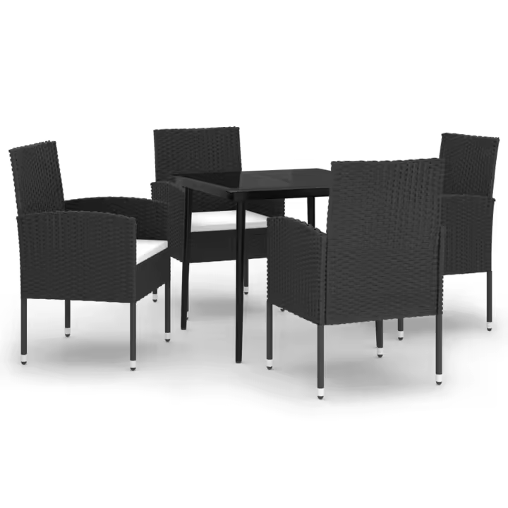 vidaXL Juego de comedor para jardín 5 piezas negro - 1