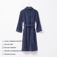 Scalpers Home Albornoz de Algodón 100% - 360GSM Gris con Ribetes Azules - Elegante y Sofisticado - details 18