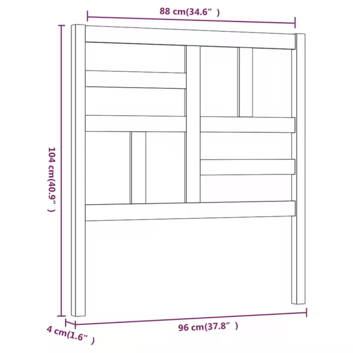 vidaXL Cabecero de cama madera maciza de pino marrón miel 96x4x104 cm - 1
