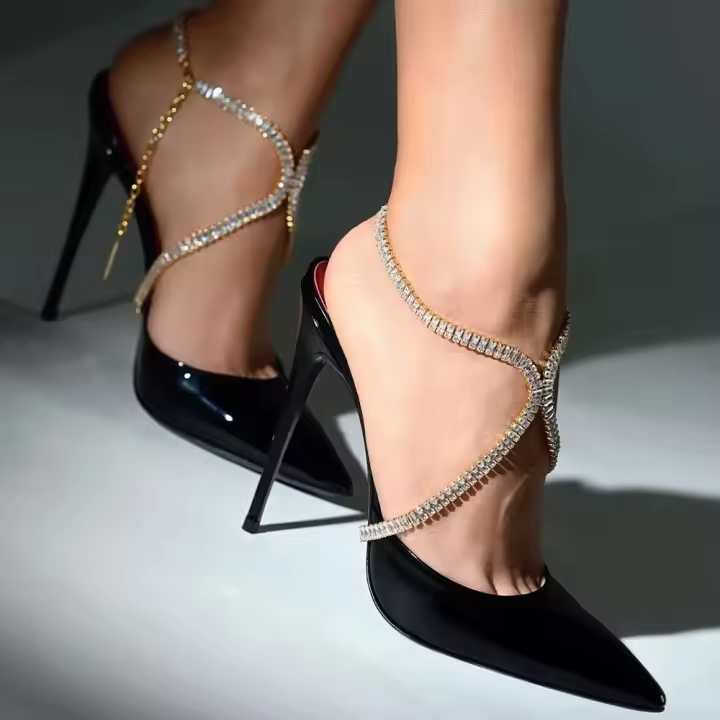 Pulsera Y Tacones Altos De Zirconia Stonefans Para Mujer Accesorios De Verano Cadena De Tenis Joyería De Boda Regalo Moda Geométrica Ajustable 30cm-46cm - 1