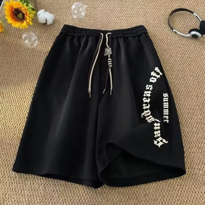 Shorts Casual Para Hombre M-5XL Estampado Retro De Letras Pantalones De Playa Oversize Ropa De Hombre Deporte Cinco Puntos - 1