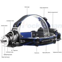 Linterna Frontal LED Recargable T6 Con 3 Modos De Iluminación Y Ajuste De Cabeza De 90° Para Pesca Nocturna Al Aire Libre - details 0