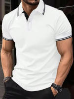 Camisa Polo De Color Sólido Para Hombres Y Mujeres Verano Moda Transpirable Manga Corta Camiseta Top De Ropa Masculina - details 2