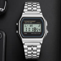 Reloj Digital Elegante Para Mujer En Oro Y Plata De Acero Inoxidable Reloj De Pulsera Electrónico Para Negocios Y Hombres - details 4