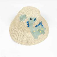 Sombrero de paja infantil con estampado de dinosaurio para verano, ideal para playa y protección solar, diseño divertido para niños y niñas, perfecto para uso familiar - details 4