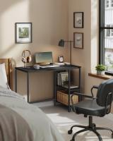 Escritorio Industrial con 2 Estantes Ajustables - Mesa de Trabajo para Oficina o Salón, Estructura de Acero, Marrón Rústico y Negro Tinta - details 15