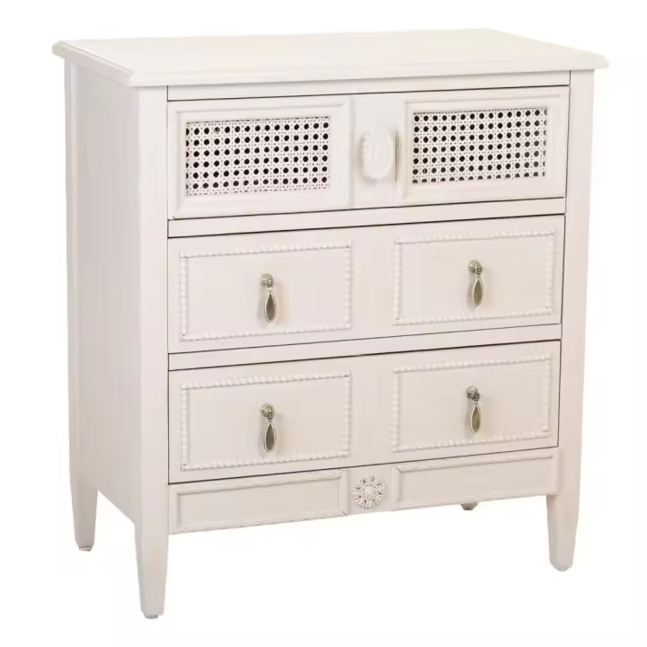 WANDERLUST DECO Cómoda de Madera Beig con 3 Cajones - Amplio Espacio de Almacenamiento - 1