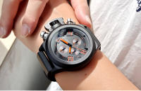 Reloj De Pulsera Deportivo Para Hombre Megir Moda Con Banda De Silicona Pantalla Analógica Cronógrafo Negro Con Calendario Resistente Al Agua - details 4