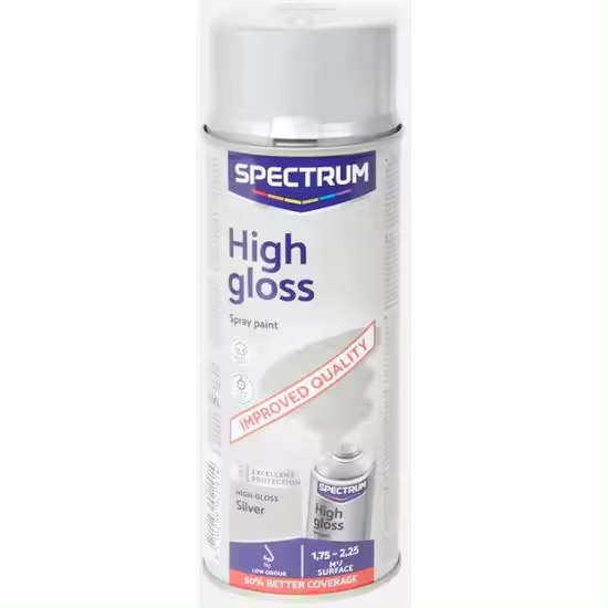 Spectrum Pintura en Spray Plata Metal 400 Ml - Secado Rápido - Uso en Interiores y Exteriores - 1