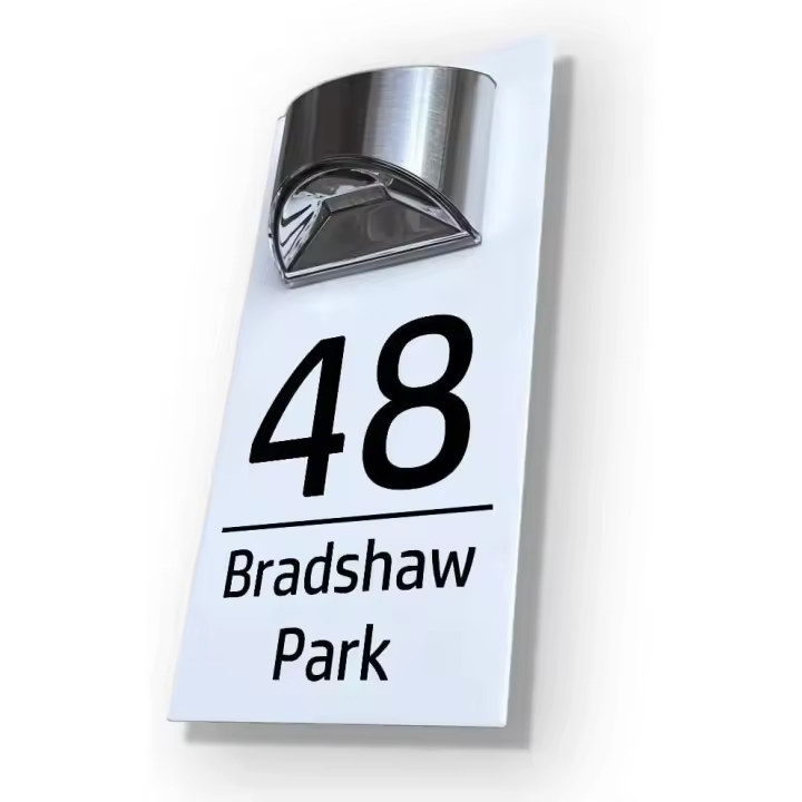 House Numbers Plaques With Solar Light Door Number Plaques For Wall Custom House Number Signs (White & Classic Text) - 1