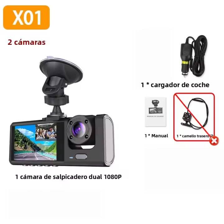 Cámara De Coche Con 3 Canales 1080P Video Grabadora Pantalla IPS De 2 Pulgadas Visión Nocturna IR Accesorios De Coche DVR Dashcam - 1