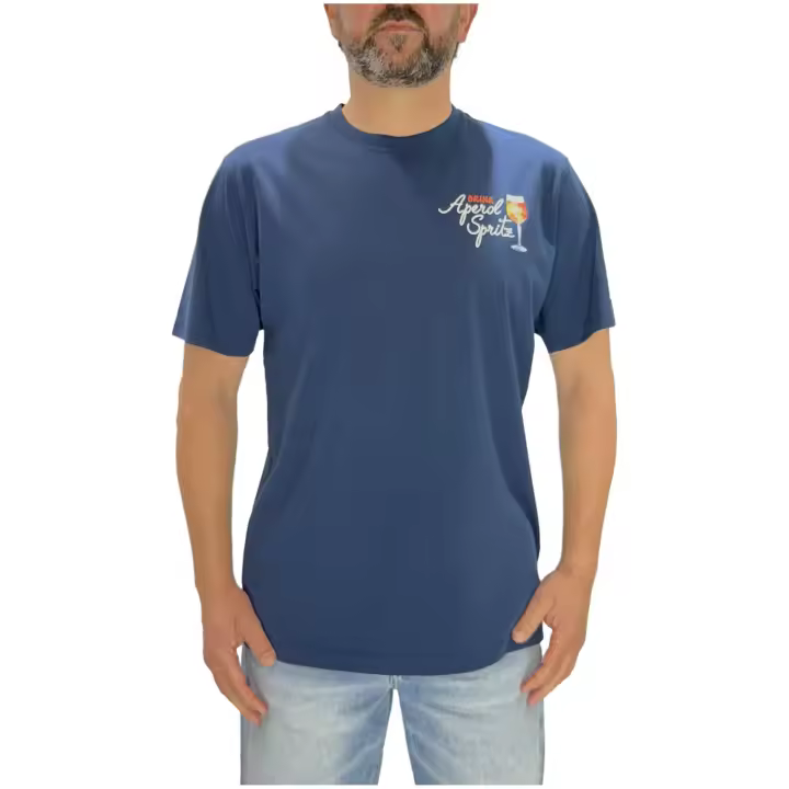 Camiseta MC2 SAINT BARTH Drink Spritz con Estampación de Bebida Aperol Color Marino - 1