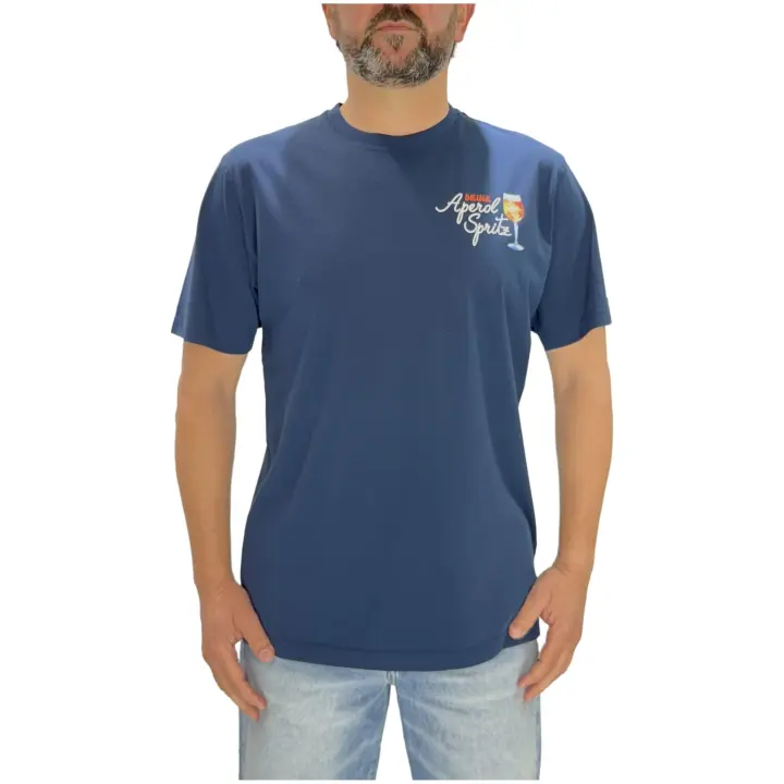 Camiseta MC2 SAINT BARTH Drink Spritz con Estampación de Bebida Aperol Color Marino - 1