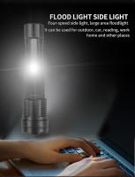Linterna LED Potente XHP50 Impermeable Con Luz Lateral Y 7 Modos Recargable Por USB Zoom Para Camping Pesca Torcha 18650 - details 12
