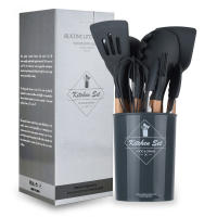 Juego De Utensilios De Cocina De Silicona 12 Piezas Antiadherente Con Mango De Madera Espátula Y Batidor Para Huevo Accesorios De Cocina Ecológicos Y Duraderos - details 0