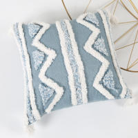 Funda De Cojín Rectangular Azul Con Patrón Geométrico Y Lazos Para Decoración Del Sofá Y La Habitación 100% Poliéster Lavable - details 9
