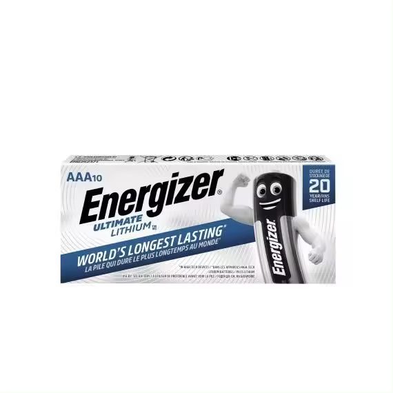 Energizer - Ultimate Lithium, Pack de 10 pilas AAA, litio de larga duración para dispositivos de alto consumo, más ligera y 20 años vida útil - 1