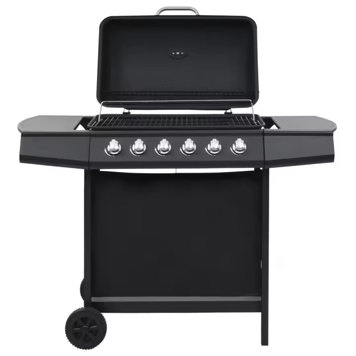 Barbacoa Parrilla de Gas con 6 Estua de Acero Negro - 1