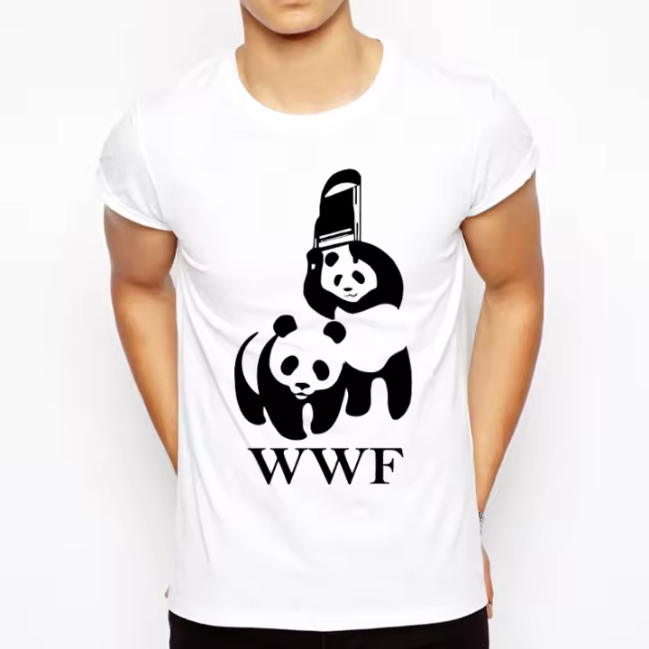 Camiseta De Hombre Verano Moda Divertida WWF Lucha Libre Panda Comedia Manga Corta Estilo Hip Hop Polyester Spandex - 1