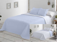 Colcha Doble Cara 5 Colores - Gris Nube, Blanco Nieve, Turquesa, Beige Arena y Azul Cielo | Tallas Exactas 90, 105, 135 y 150 cm | Incluye 1-2 Fundas de Almohada Reversibles | Tejido Poliéster Ultra Suave Antipilling y Secado Rápido - details 1