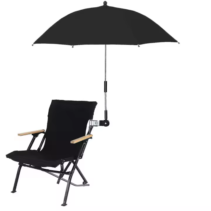 Chair Umbrella With Universal Clamp,upf 50+ Clip On Parasol For Patio Chair Beach Chairs-black - 1
