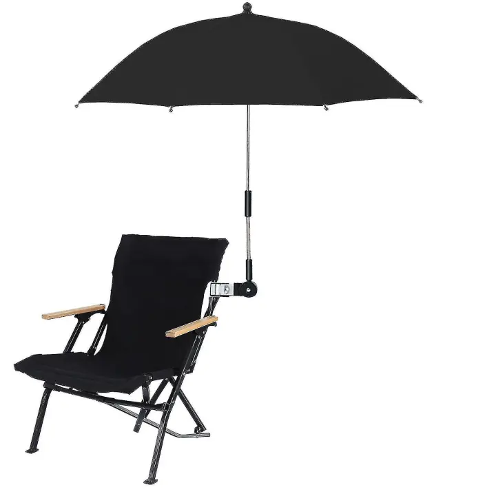 Chair Umbrella With Universal Clamp,upf 50+ Clip On Parasol For Patio Chair Beach Chairs-black - 1