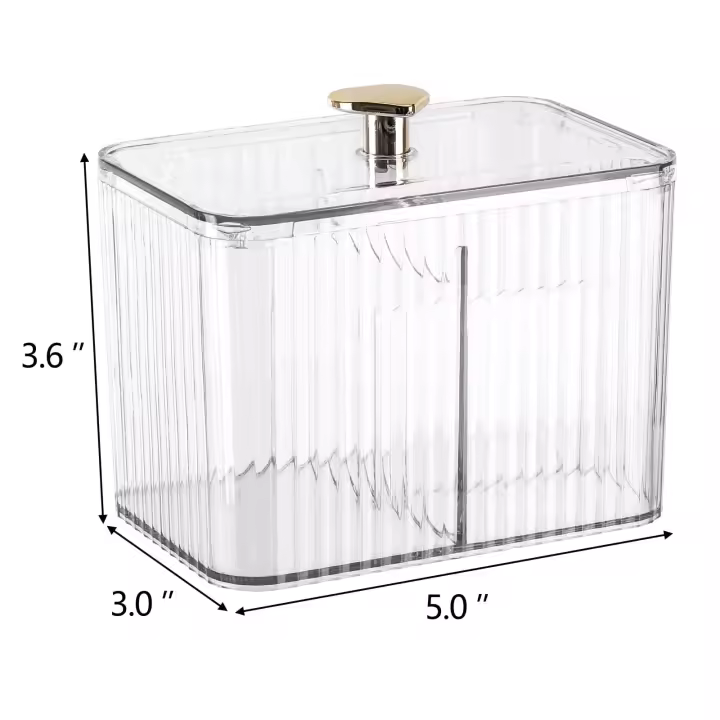 Contenedor Organizador De Baño Con 3 Secciones Para Algodones Y Tapones De Cera Transparente Almacenamiento De Cosméticos Jarra Para Algodones Y Tapones - 1