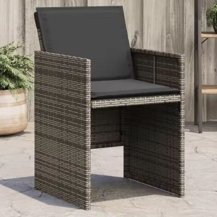 vidaXL Sillones de jardín (4 unidades) con cojines ratán sintético gris - 1