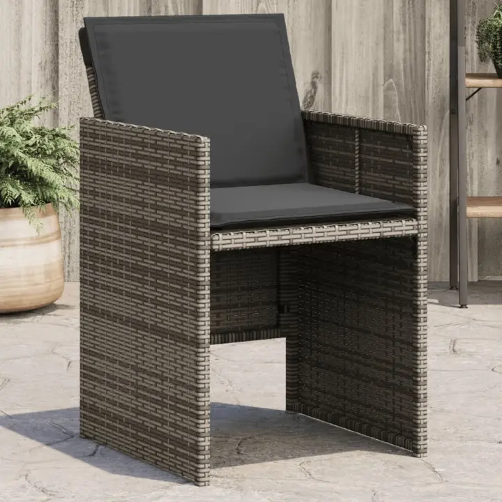 vidaXL Sillones de jardín (4 unidades) con cojines ratán sintético gris - 1