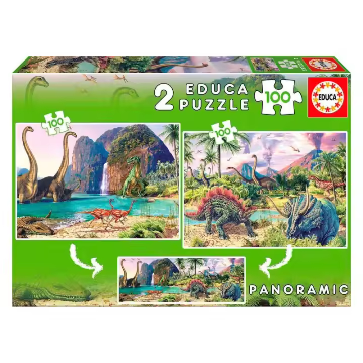 PUZZLE EDUCA 2X100 PIEZAS DINO WORLD - 1
