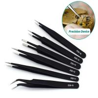 Set De 6 Pinzas De Precisión ESD Antiestática De Acero Inoxidable Herramientas De Reparación Para Electrónica Soldering Y Artesanía - details 0