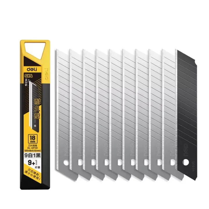 Deli Hojas De Cuchillo De Acero SK4 Para El Hogar Y La Escuela Suministros De Arte Y Manualidades Caja De Papel Herramienta De Corte 18mm Pack De 50/100 - 1