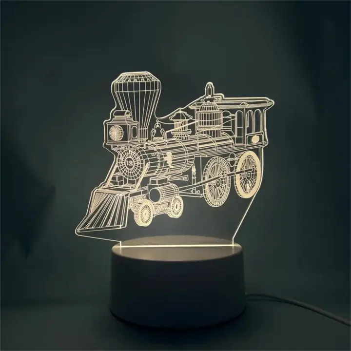 Lámpara De Ilusión Optica 3D De Tren Con Toque Y Luz Ambiental Cambiante De 7 Colores Para Decoración Del Dormitorio - 1