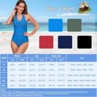 Traje de Baño de Una Pieza Mujer Control de Barriga Fruncido Bañador Halter Cuello en V Push Up Traje de baño Acolchado Monokinis - details 0