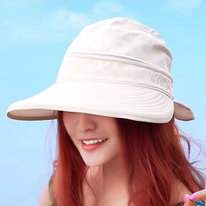 Sombrero De Sol Para Mujer Verano Pabellón Ancho Plegable Visera Antirradiación Sombreros De Playa Al Aire Libre Protección UV - 1