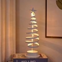 Lámpara De Navidad Creativa Con Estrella De Espiral Metálica Para Decoración De Hogar Y Sala De Estar Iluminación Nocturna Con Luces De Árbol Y Fantasmas - details 7