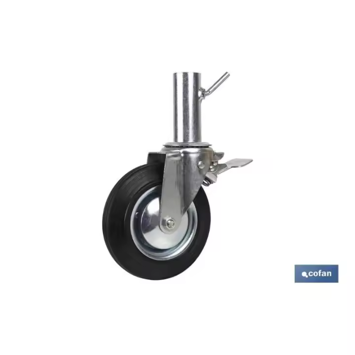 Rueda giratoria andamio c/freno 200 x 50 mm tubo hembra - 1