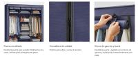 SONGMICS Armario de Tela, Armario Portátil con Barra Colgante, Perchero Plegable, para Vestuario, Dormitorio, Cuarto de Estudio, 45 x 150 x 175 cm, Azul Oscuro - details 2
