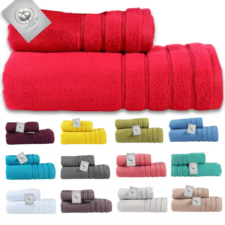 Pack 2 Toallas PREMIUM de Algodón 100% Zero Twist para Ducha y Lavabo – Una Toalla de 100x150 cm y Una Toalla de 50x100 cm. Suaves, Super Absorbentes y de Secado Rápido – No encogen Ni Pierden Color (13 Colores diferentes para Baño y Manos) - 1