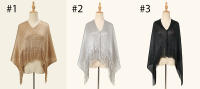 Bufanda De Moda Para Mujer Con Manga Murciélago Y Corte Outfit Dorado Plata Para Fiesta Verano Casual Larga 100*52cm Tassel - details 7