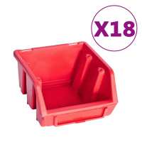 vidaXL Kit de cajas de almacenaje 80 pzas paneles de pared rojo negro - details 1