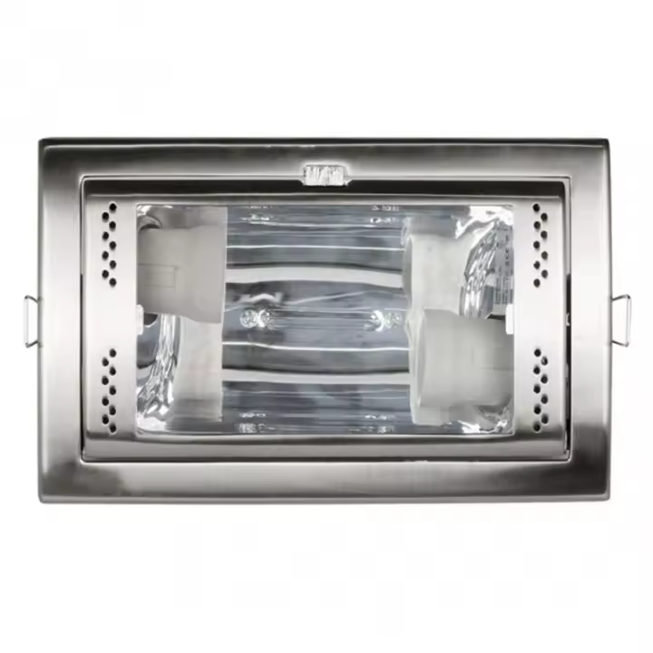 FABRILAMP FAB 99.BS1512-PLNI | Downlight Rectang.2xe27 Niquel 10x21,5x14,5 Cm - Focos Empotrables LED - Ahorro de Energía - Iluminación de Calidad - 1