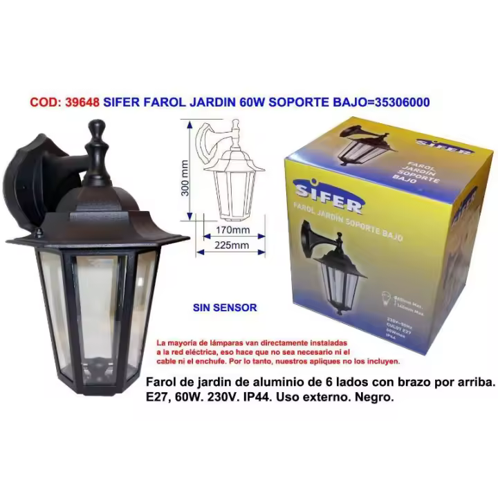 Sifer farol jardin 60w soporte bajo 35306000 - 1