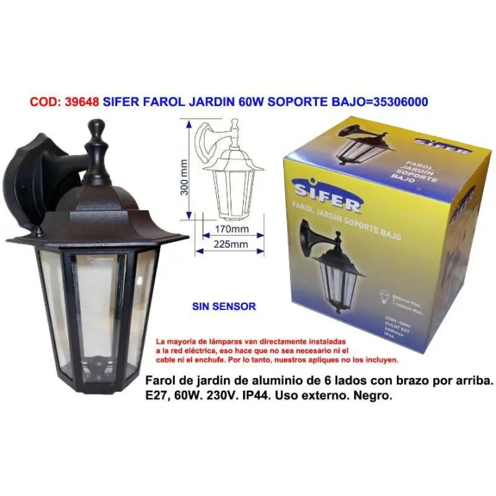 Sifer farol jardin 60w soporte bajo 35306000 - 1