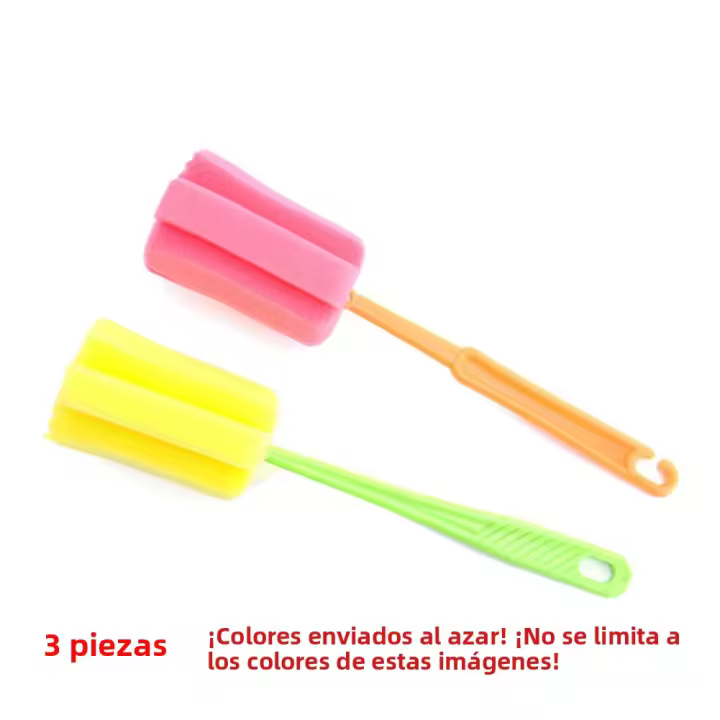 Limpieza De Casa Y Cocina 3pcs Cepillo De Limpieza Con Mango Largo Herramienta De Limpieza Para Botellas Y Cristales Accesorios De Limpieza Con Esponja - 1