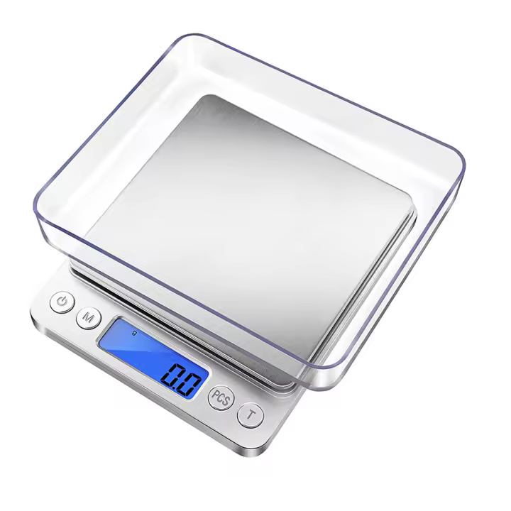 Báscula Digital De Cocina 3000G/0,1g Recargable Por USB Con 2 Platos Mini Báscula De Alimentación Para El Hogar Y Joyería Con Pantalla LCD - 1