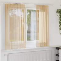 vidaXL Cortinas de gasa con bolsillos para varillas 2 uds. en color Arena/Marrón/Blanco y más | protección solar decorativa para ventanas hogar oficina dormitorio fácil de instalar - details 0