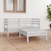 vidaXL Juego de muebles de jardín 3 pzas madera maciza de pino en color Blanco/Negro/Gris | almacenamiento funcional diseño moderno para baño dormitorio sala - details 0